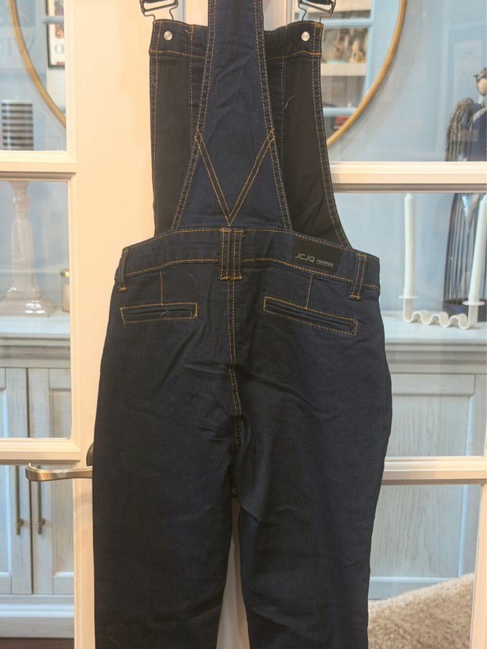 JC JQ PREMIUM Women’s Dark Wash Blue Denim Spandex Overalls Jumpsuit Y2K Look S - Picture 4 of 8